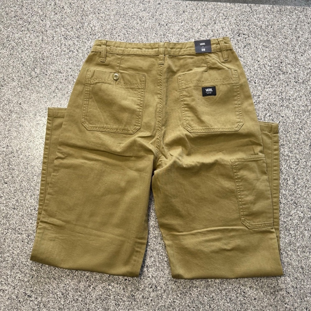 Vans Chino Skate Pants Womens 28x29 High Rise Relaxed Straight Leg Olive Green - Picture 3 of 7